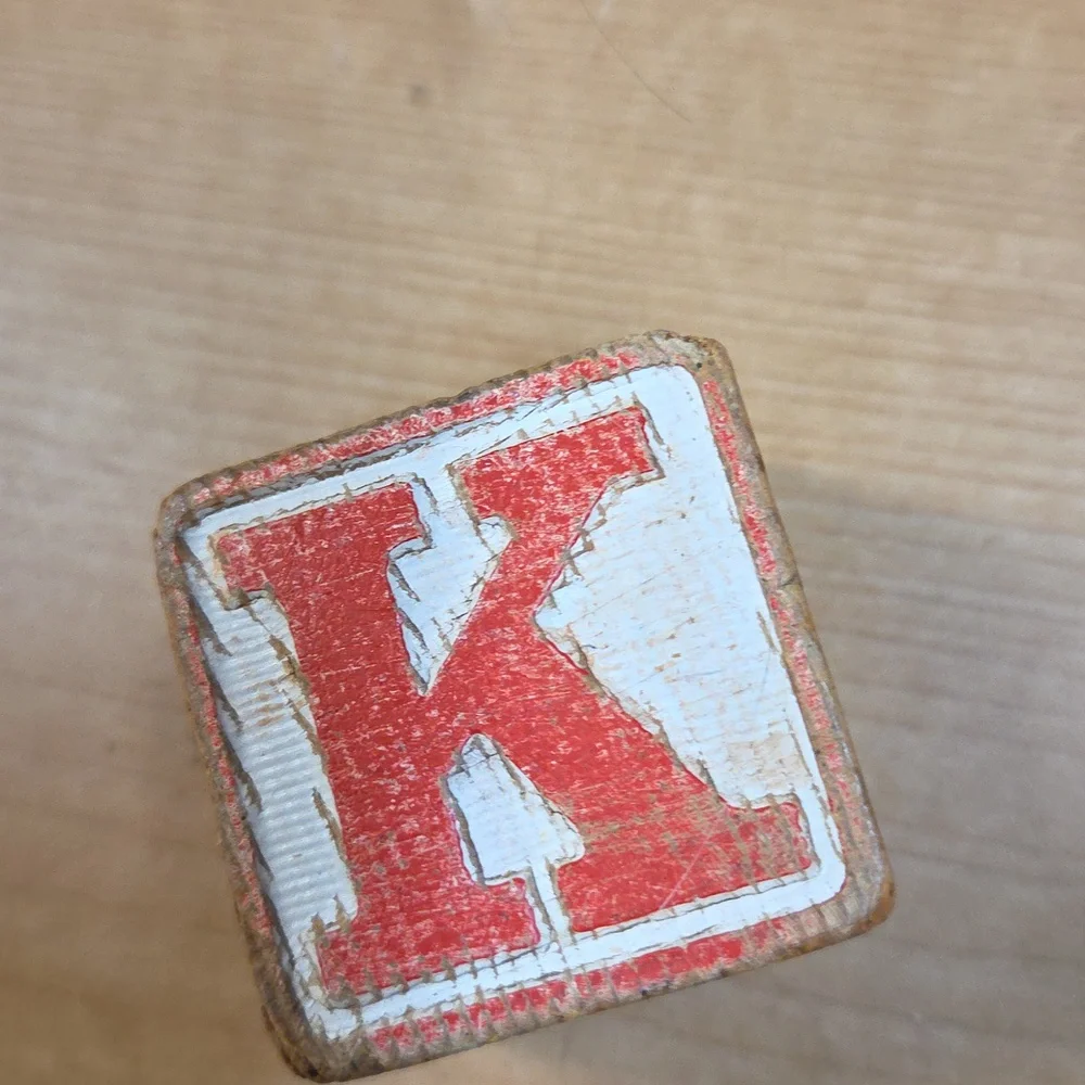 28 Vtg Wooden Alphabet Building‎ Blocks